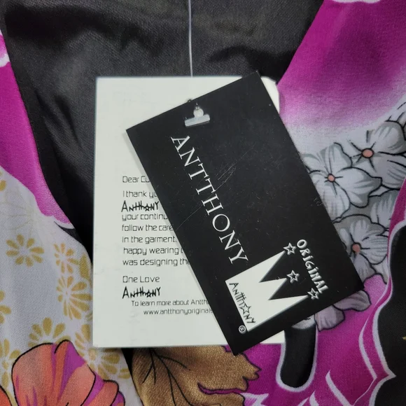 Antthony Kimono Tunic Top‎ Womens Small Floral Japanese Lotus Wrap V Neck Spring - Picture 4 of 14